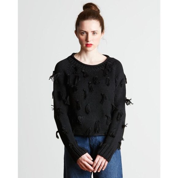 Apiece Apart | Luluc Alpaca blend Fringe Crew Sweater Grey Large - Picture 12 of 12